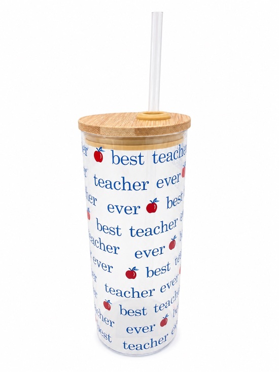 Etsy Other - Best Teacher Ever Insulated Tumbler with Straw - White/Blue/Red
